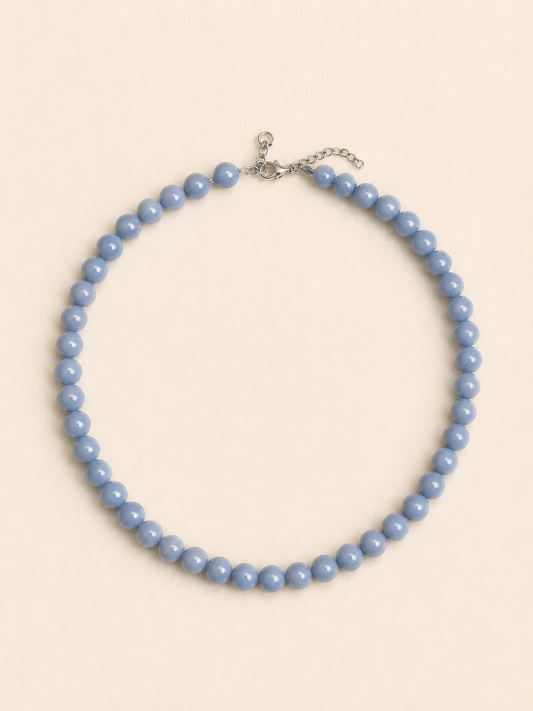 Blue Angelite Beaded Necklace