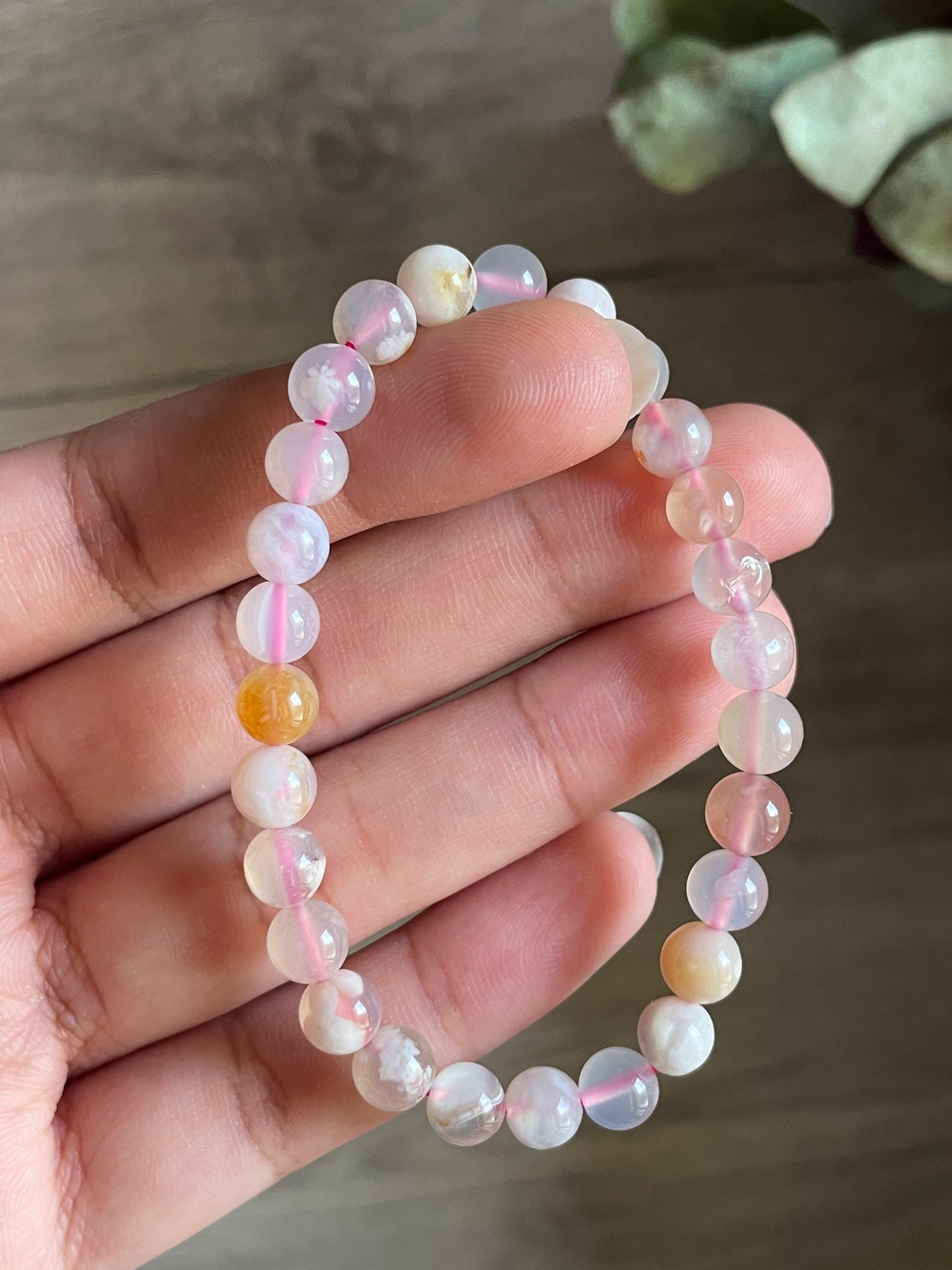 Flower Agate Bracelet | 6mm | عقيق الزهرة
