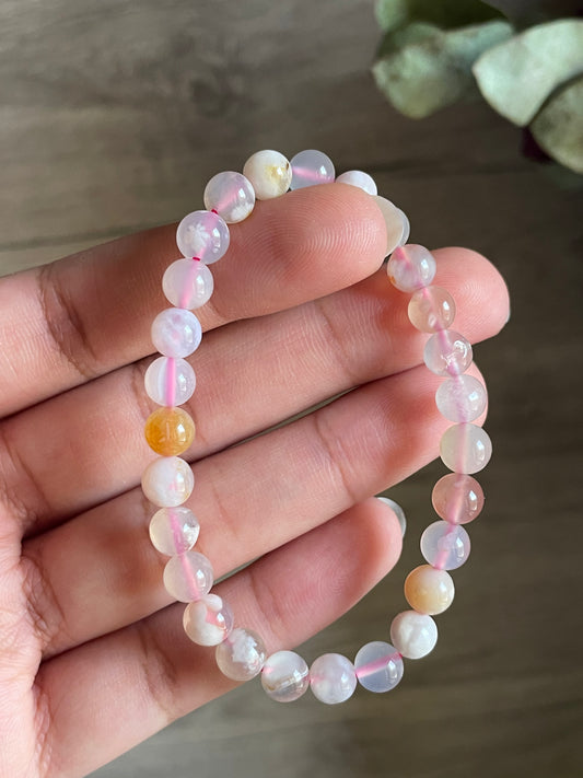 Flower Agate Bracelet | 6mm | عقيق الزهرة