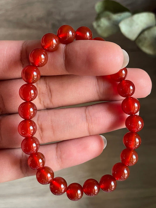 Red Carnelian Bracelet | 8mm |   كارنيليان الاحمر - العقيق الاحمر