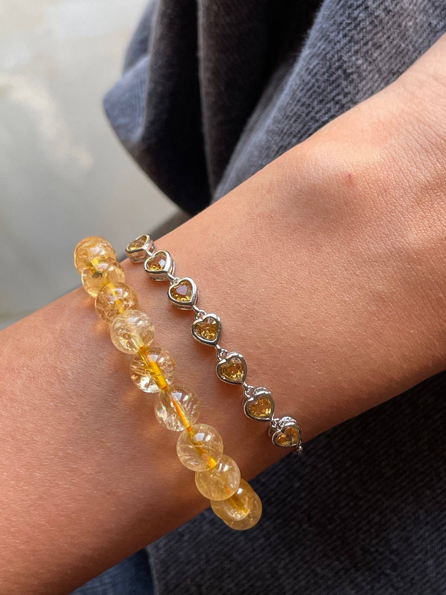Citrine Heart Chain Bracelet | سيترين