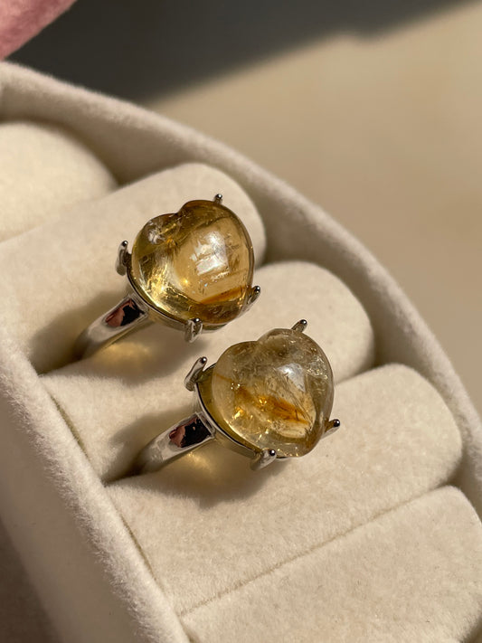 Citrine Heart Ring | Adjustable | سيترين