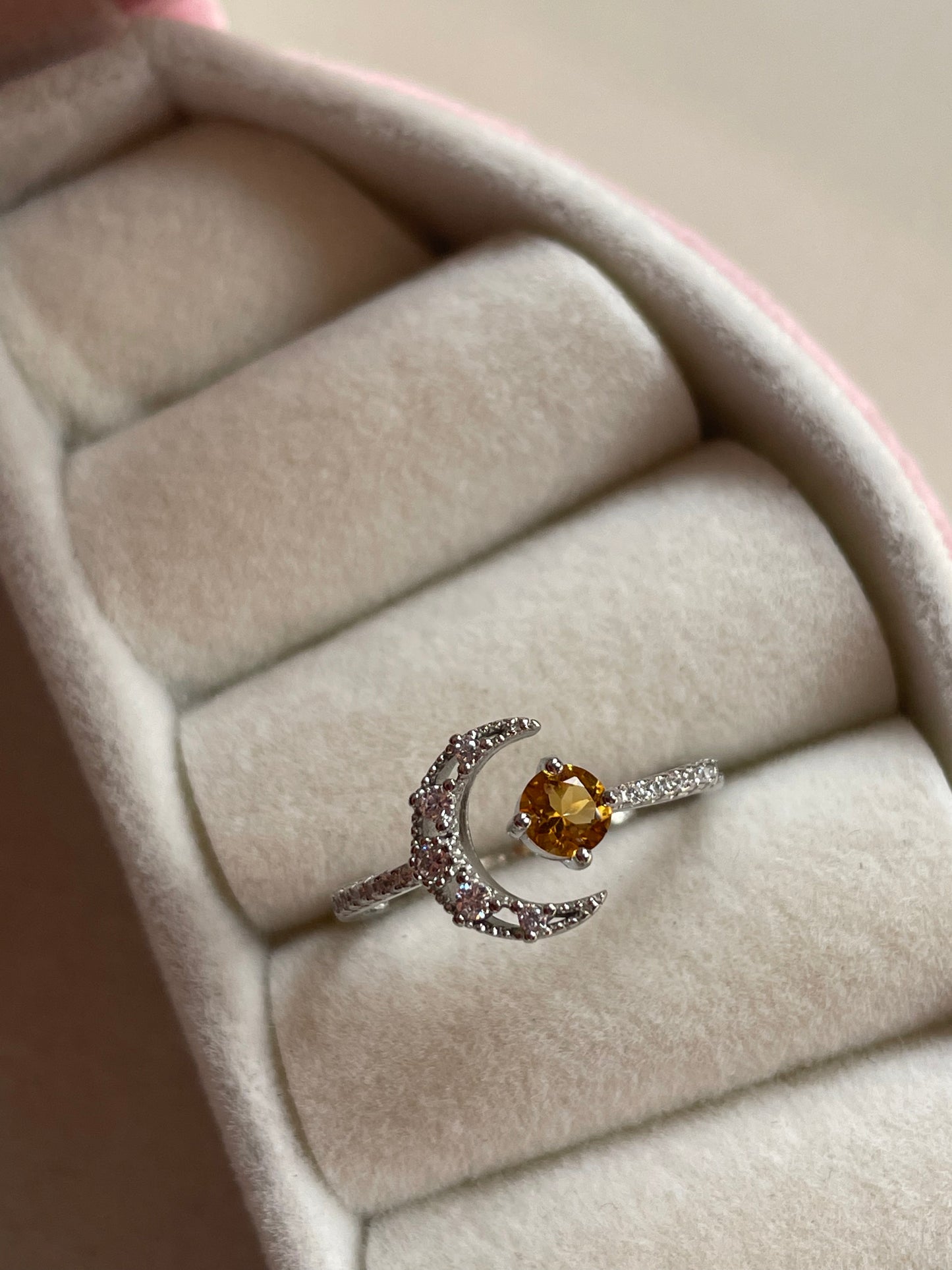 Citrine Moon Ring | Adjustable | سيترين