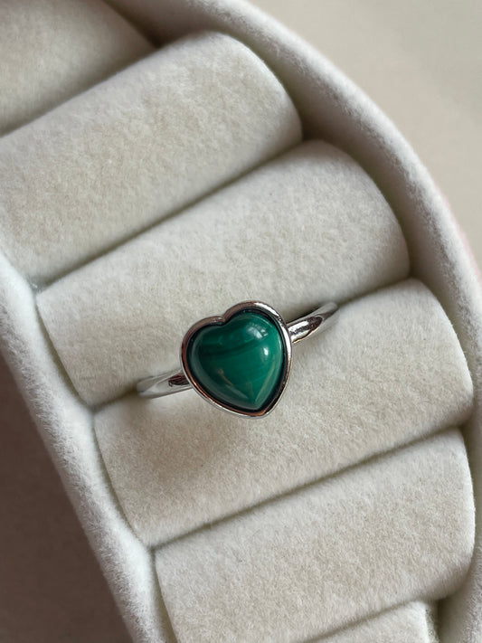 Malachite Heart Ring | Adjustable | ملاكيت