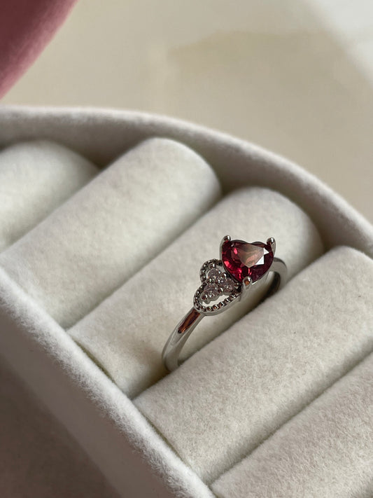 Garnet Heart Ring | Adjustable | جارنيت