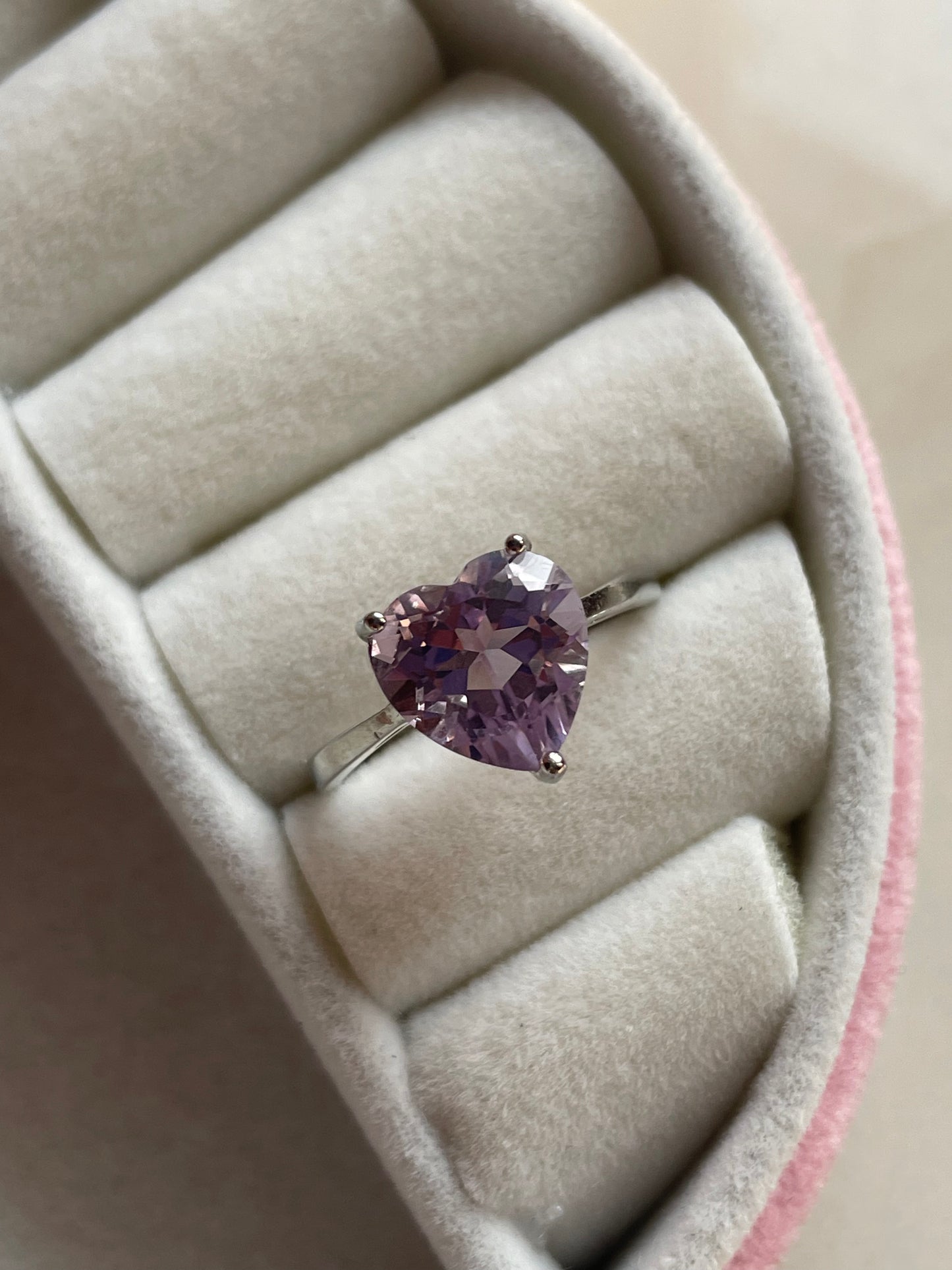 Amethyst Heart Ring | Adjustable | خاتم حجر الجمشت