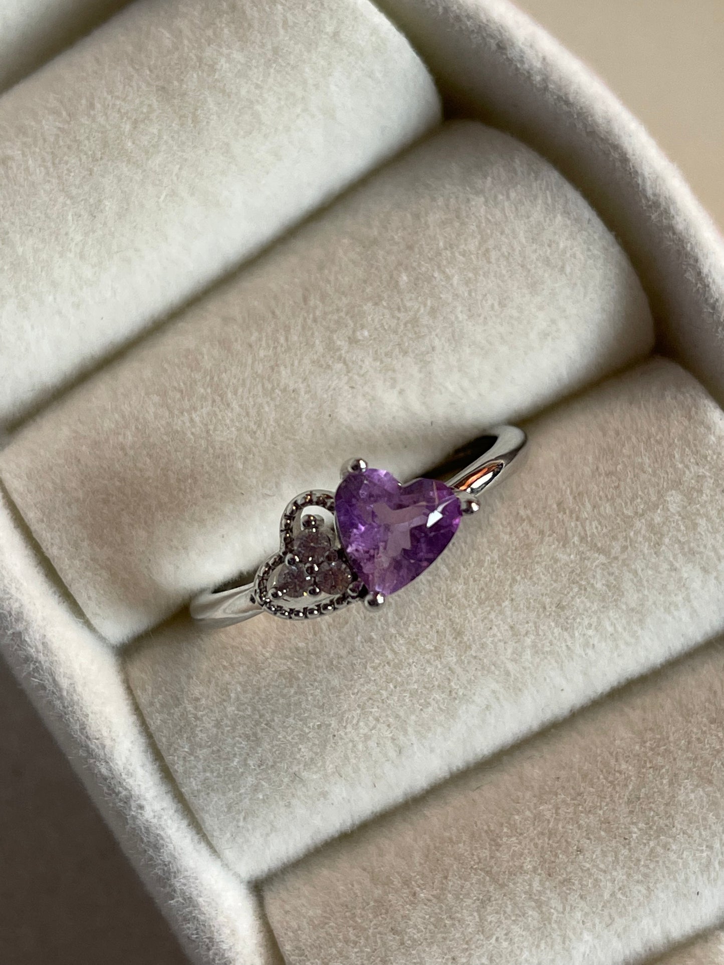 Amethyst Heart Ring | Adjustable | خاتم حجر الجمشت