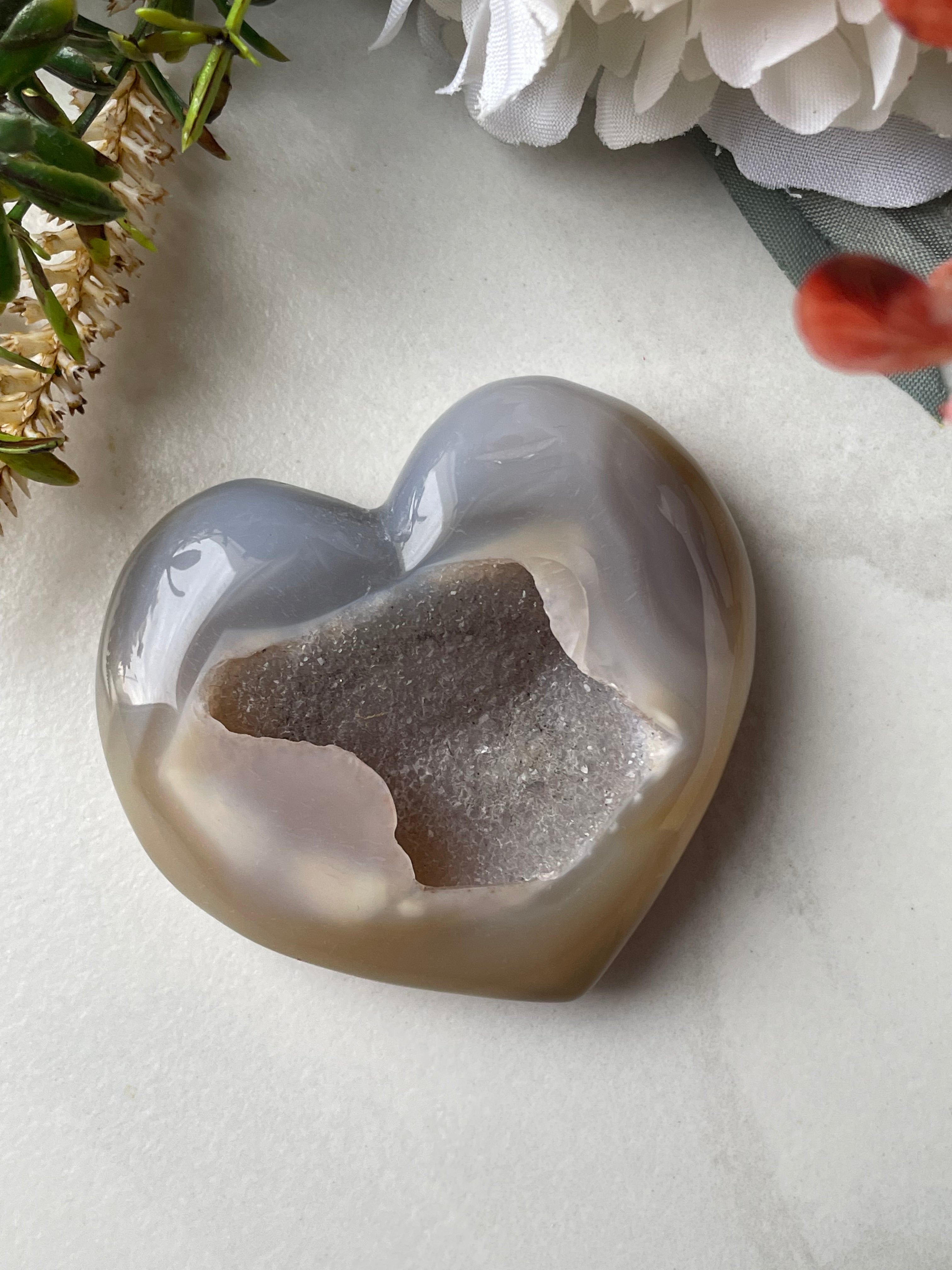 Druzy Agate Heart | حجر العقيق