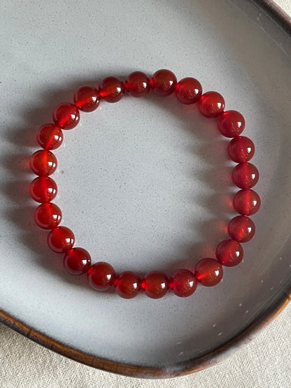 Red Carnelian Bracelet | 8mm |   كارنيليان الاحمر - العقيق الاحمر
