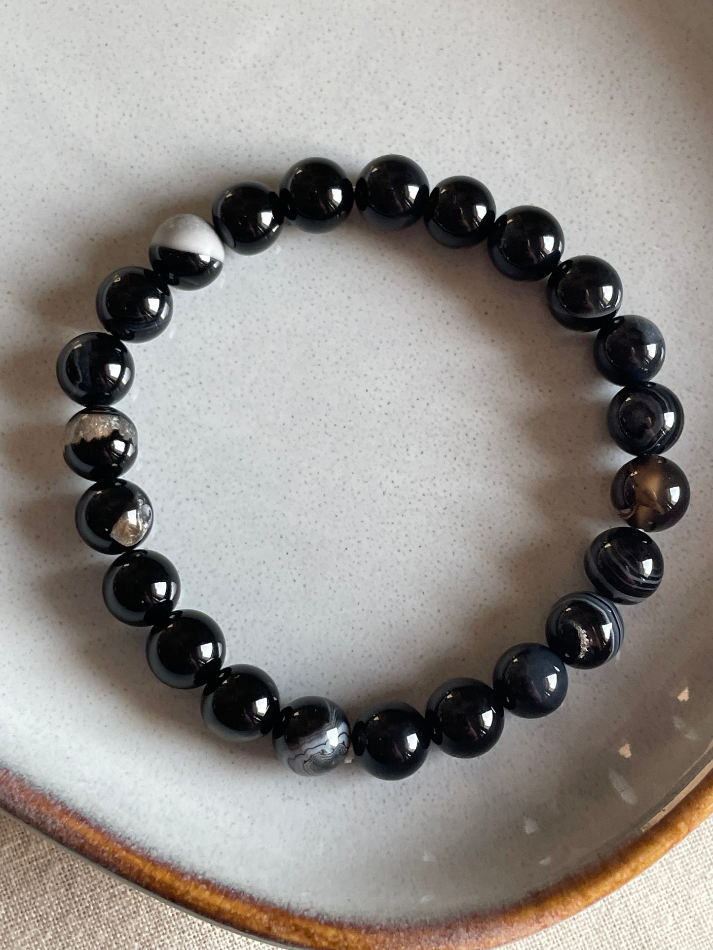Black Agate Bracelet | 8mm | العقيق الأسود