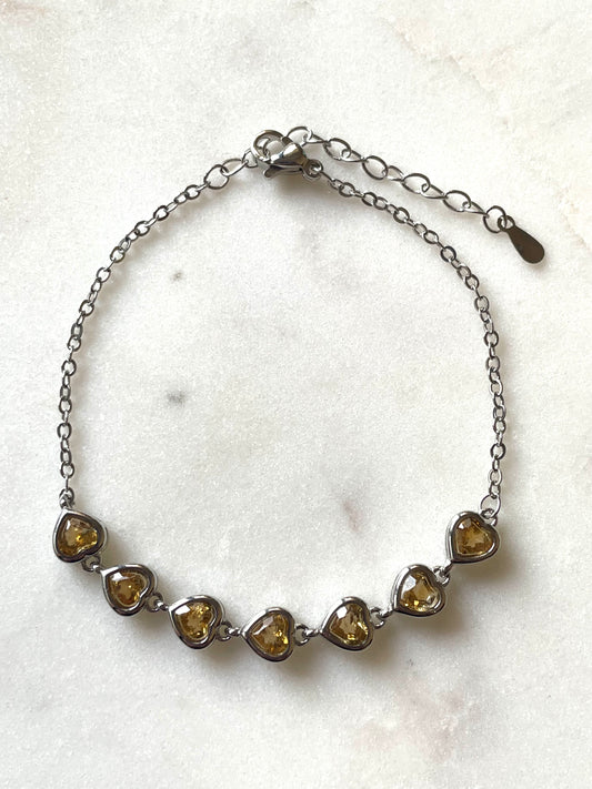 Citrine Heart Chain Bracelet | سيترين