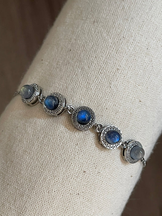 Labradorite Chain Bracelet | حجر الطاووس