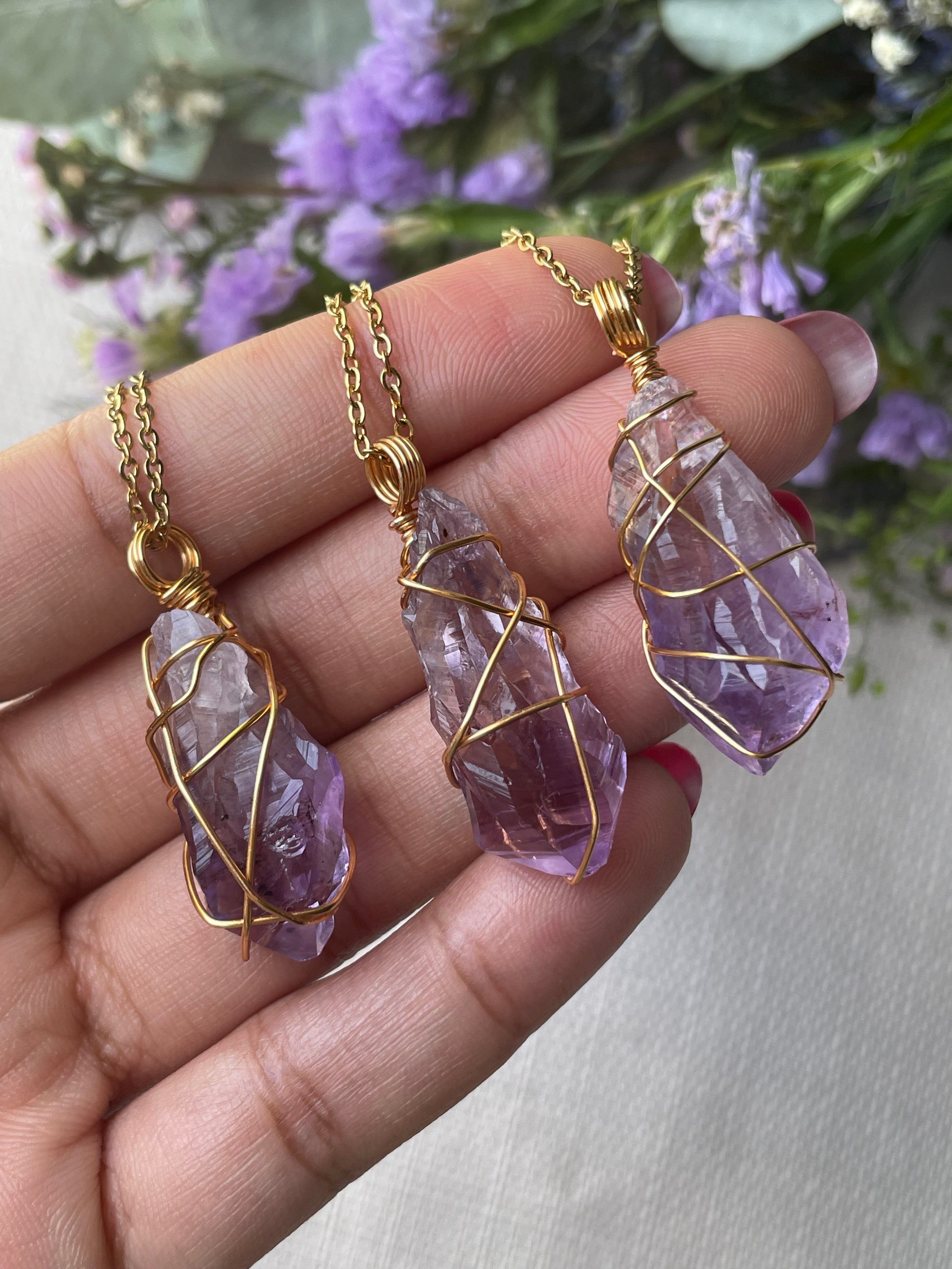 Raw Amethyst Necklace | الجمشت