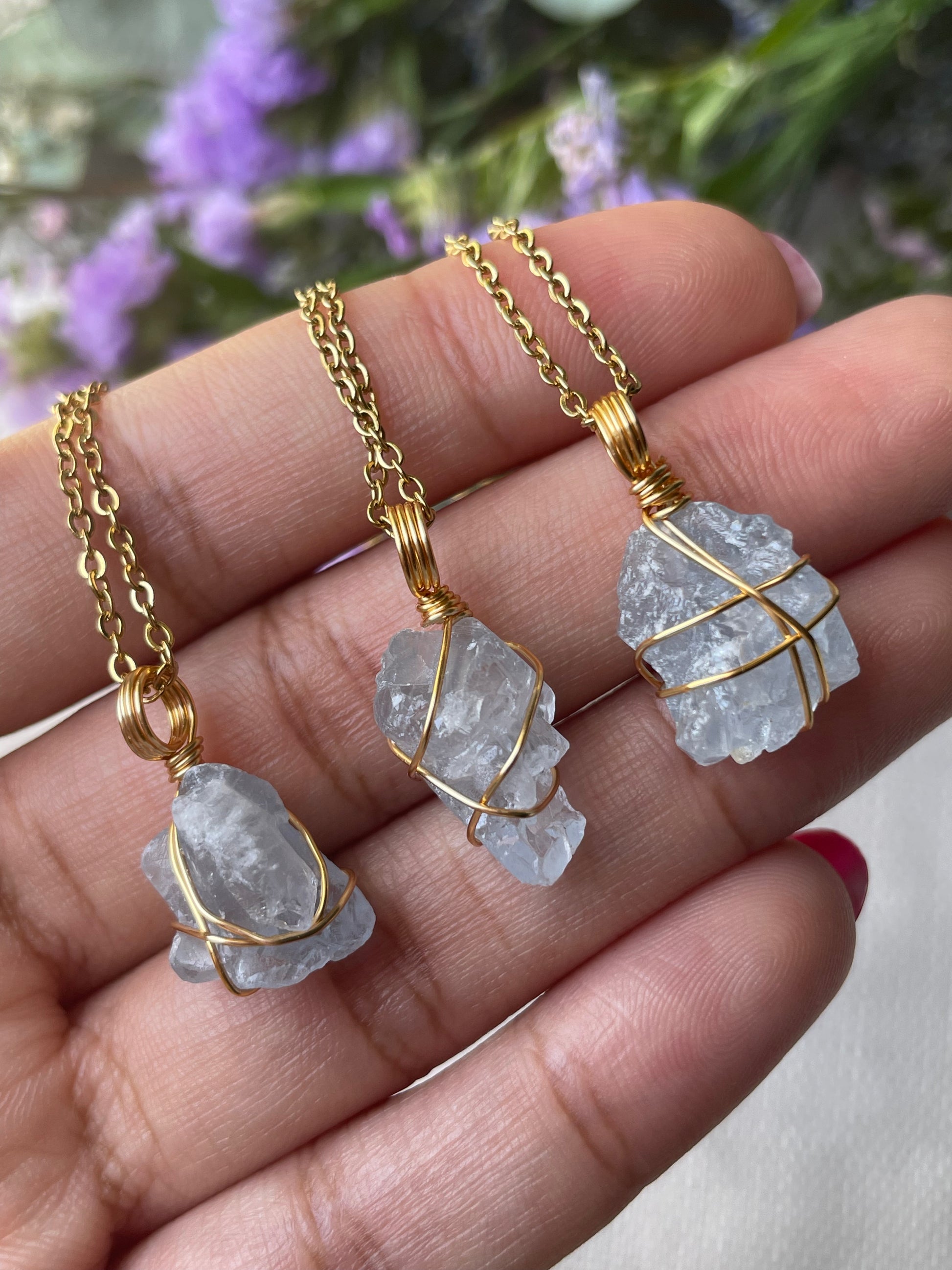 Raw Celestite Necklace Haesalvia Crystals