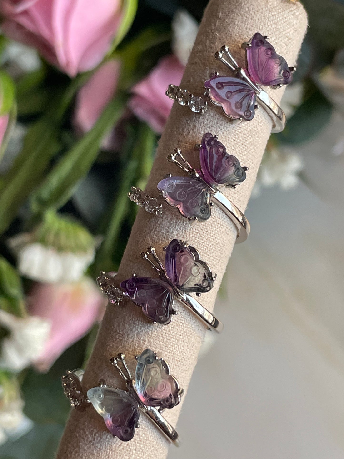 Rainbow Fluorite Butterfly Ring | فلوريت