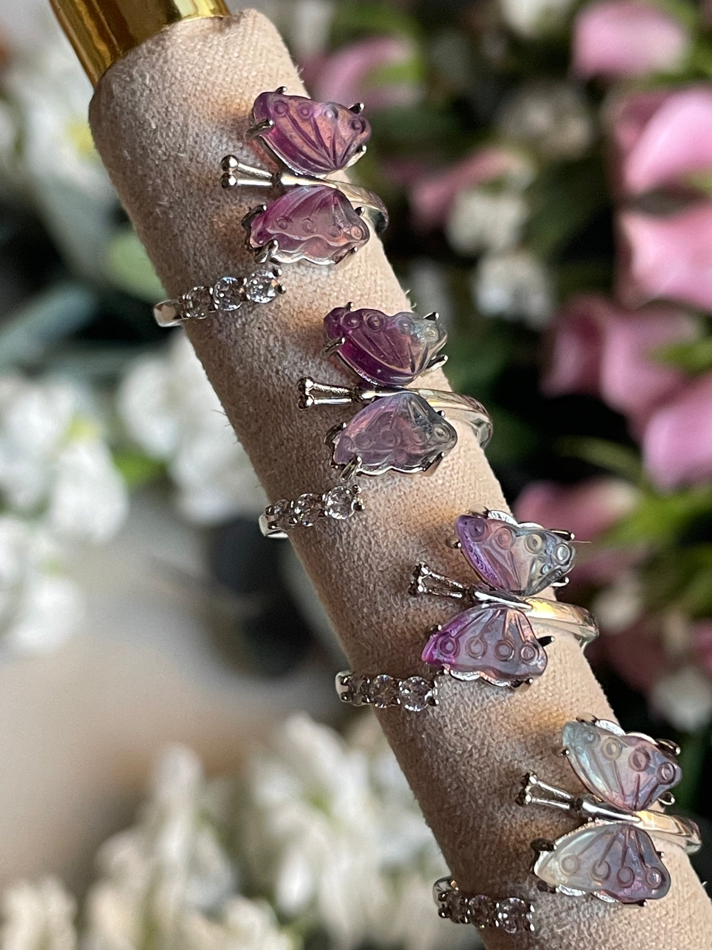 Rainbow Fluorite Butterfly Ring | فلوريت