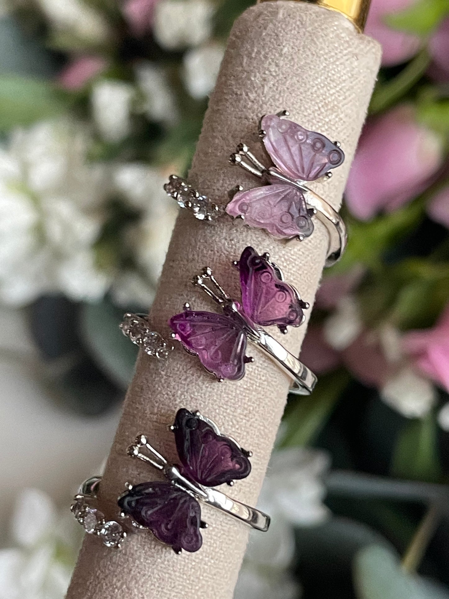 Purple Fluorite Butterfly Ring |  فلوريت البنفسجي