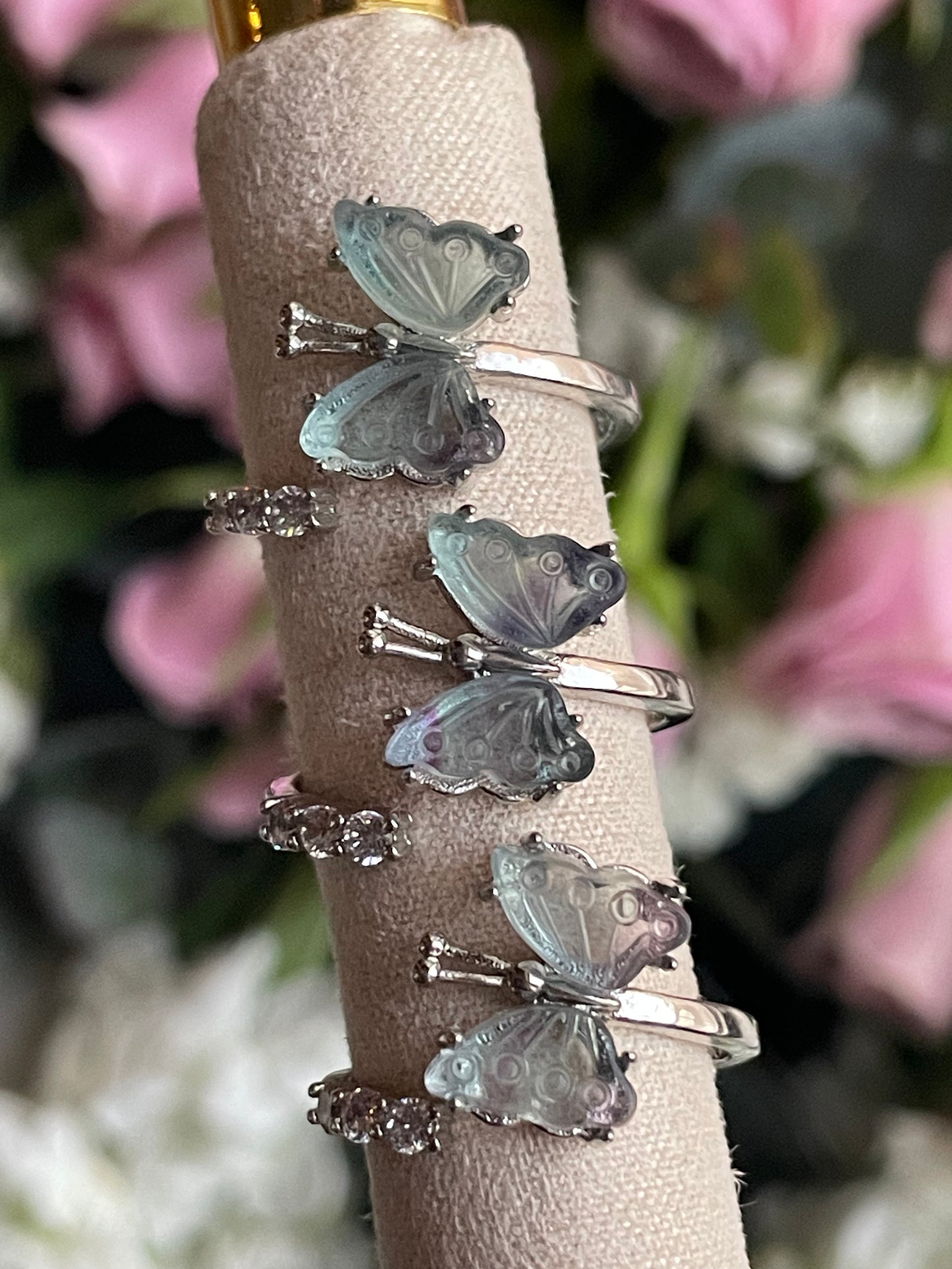 Blue Fluorite Butterfly Ring |  فلوريت الازرق