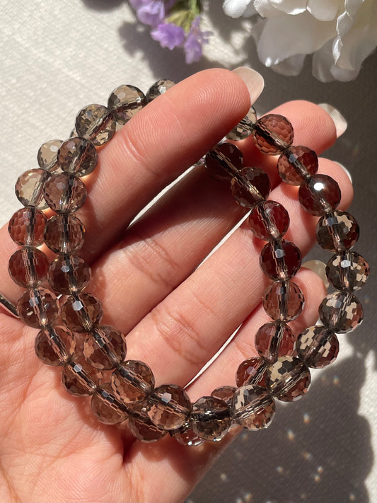 Smoky Quartz Faceted Bracelet | 8mm | سموكي كوارتز
