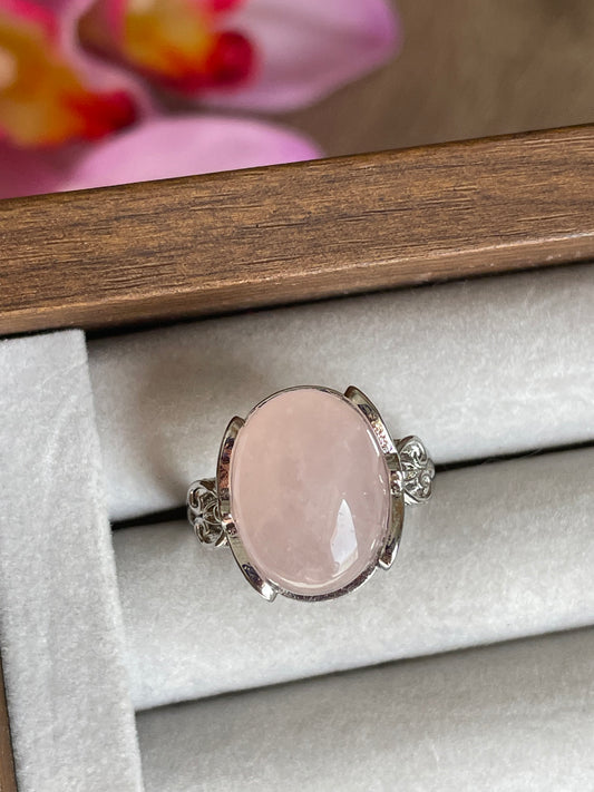 Rose Quartz Ring | Adjustable |  خاتم حجر كوارتز الزهري