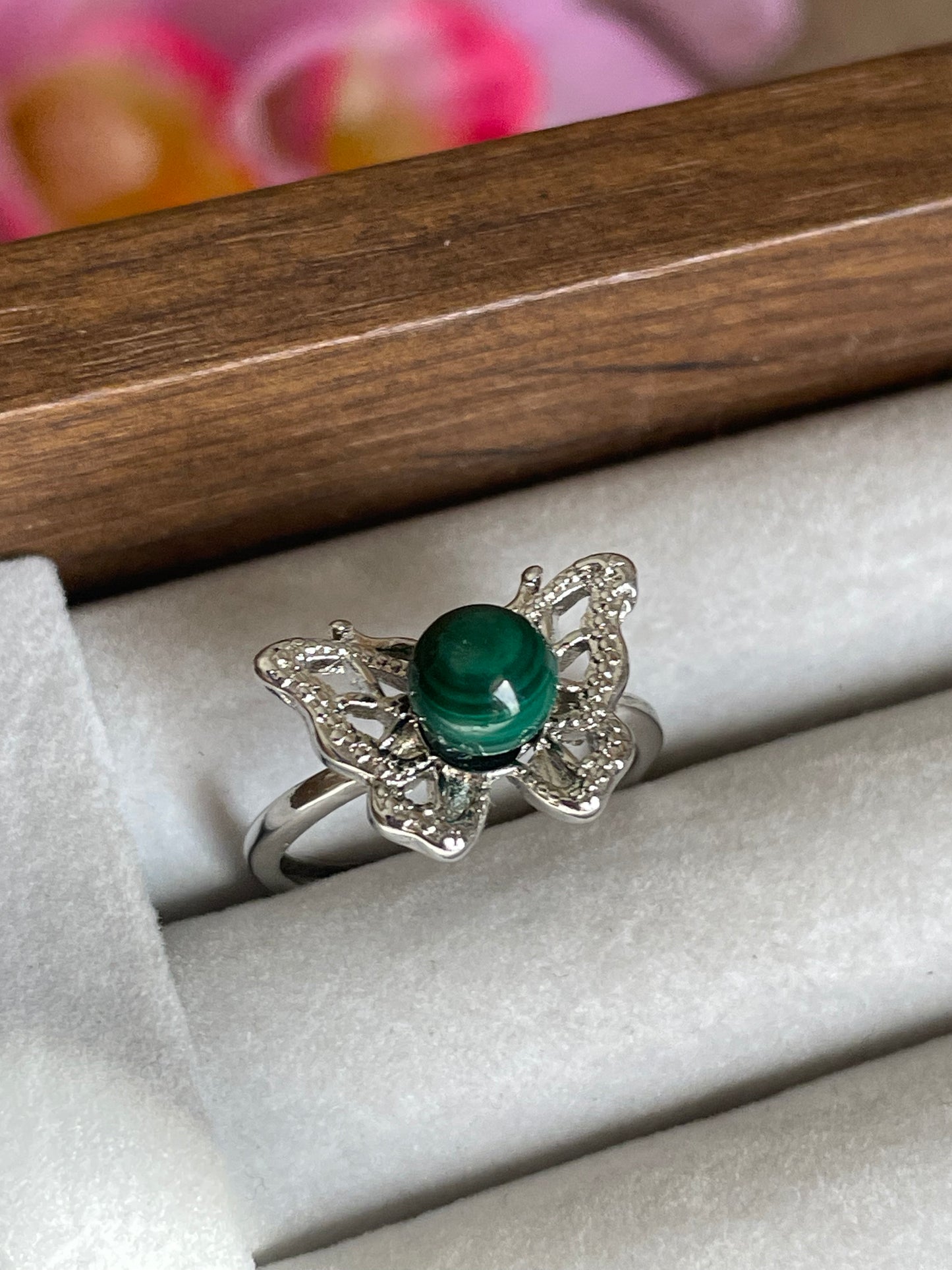 Malachite Butterfly Ring | Adjustable | ملاكيت
