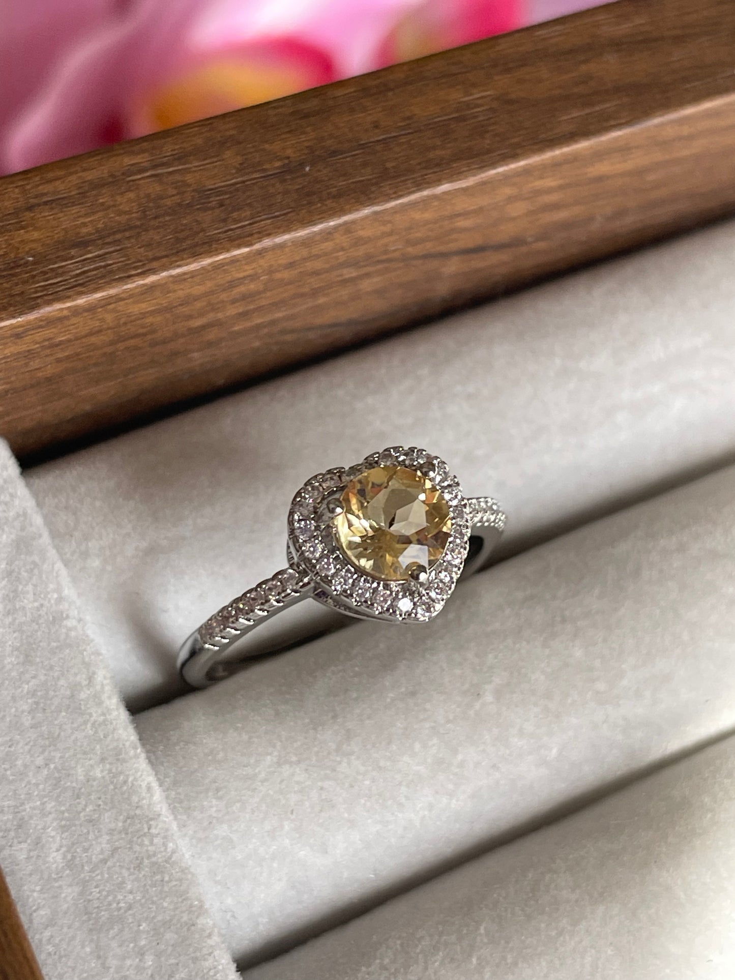Citrine Heart Ring | Adjustable | سيترين