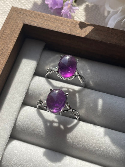 S925 Amethyst Ring | Adjustable | خاتم حجر الجمشت
