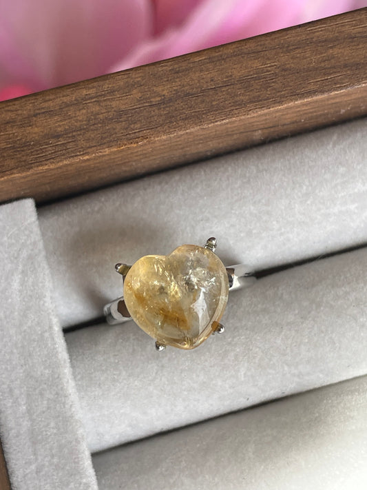 Citrine Heart Ring | Adjustable | سيترين