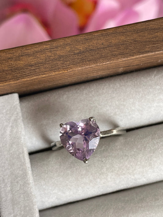 Amethyst Heart Ring | Adjustable | خاتم حجر الجمشت