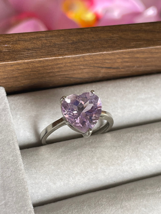 Amethyst Heart Ring | Adjustable | خاتم حجر الجمشت