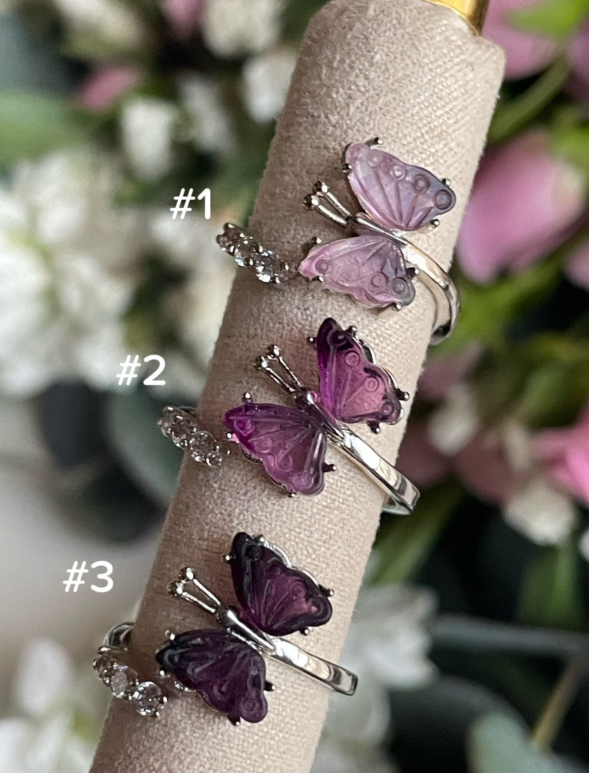 Purple Fluorite Butterfly Ring |  فلوريت البنفسجي