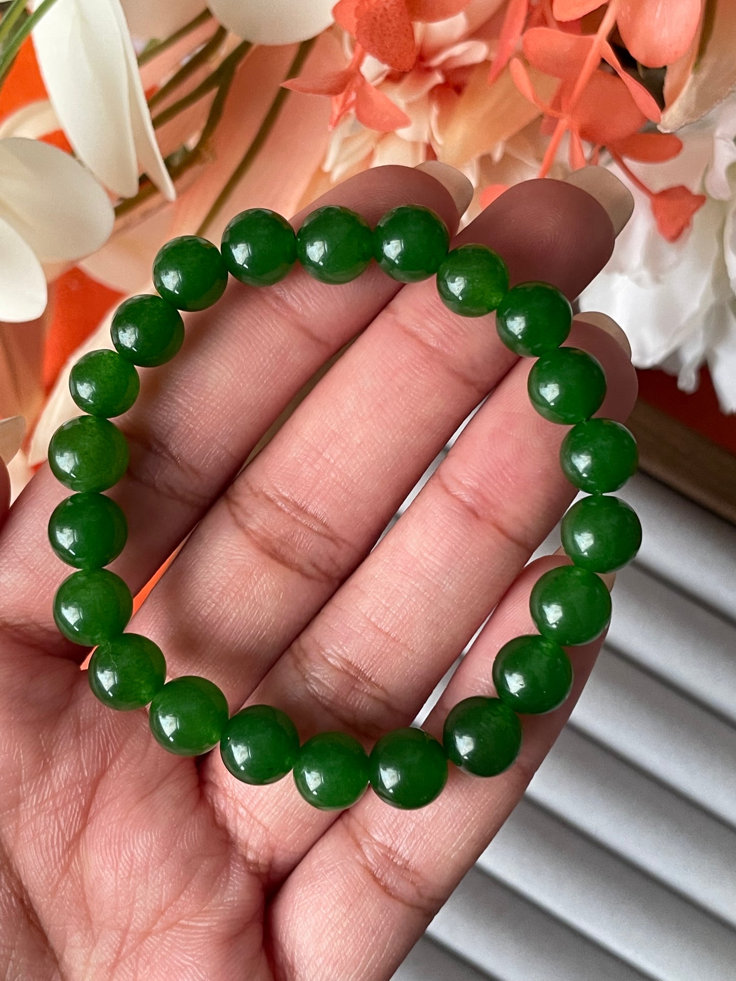 Green Jade Bracelet | 8mm | الجاد الاخضر