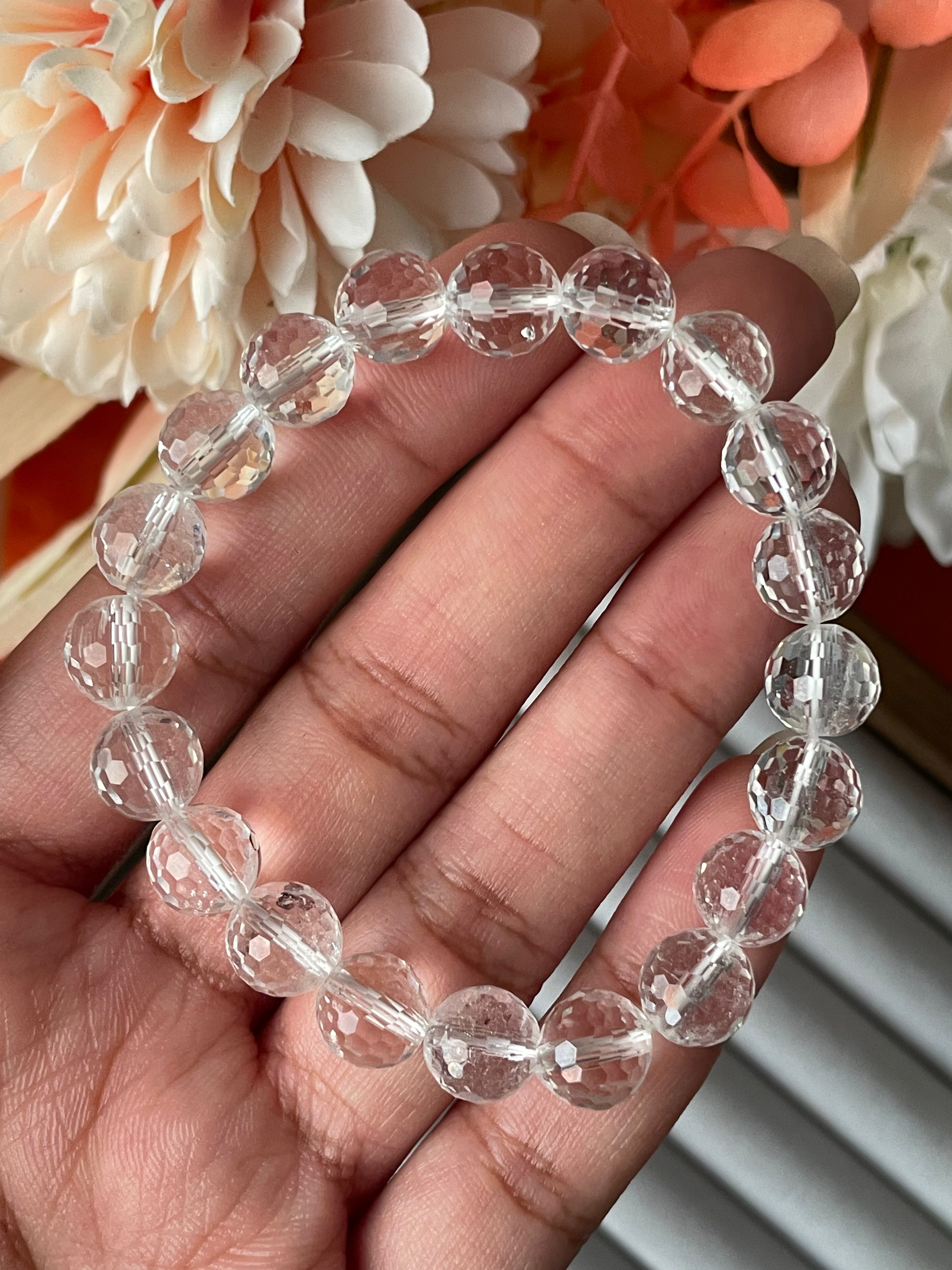 Clear Quartz Faceted Bracelet | 9mm | كلير كوارتز