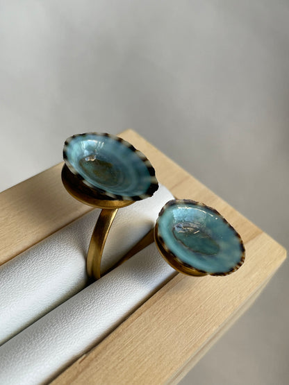 Green-Blue Limpet Shell Ring