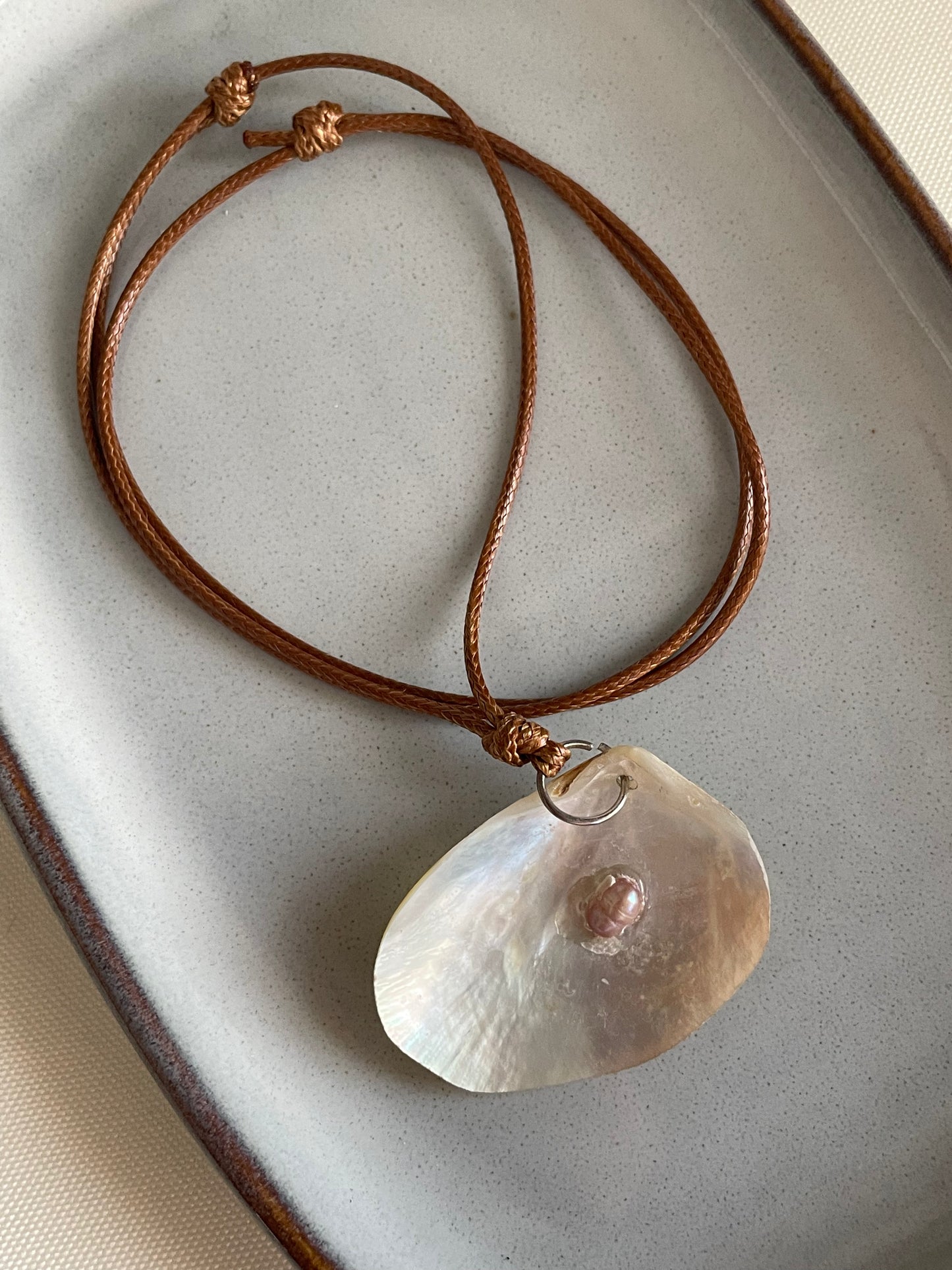 Natural Seashell with Mother of Pearl necklace