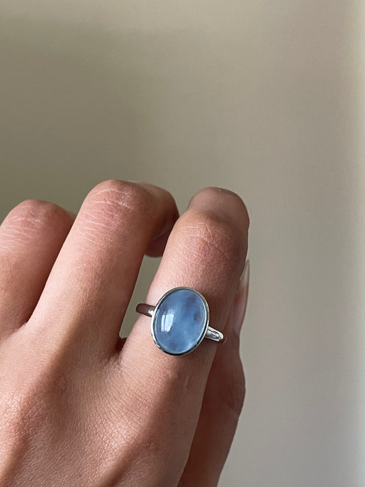S925 Aquamarine ring | Adjustable | اكوامارين