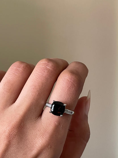 S925 Smoky Quartz Ring | Adjustable | خاتم حجر سموكي كوارتز