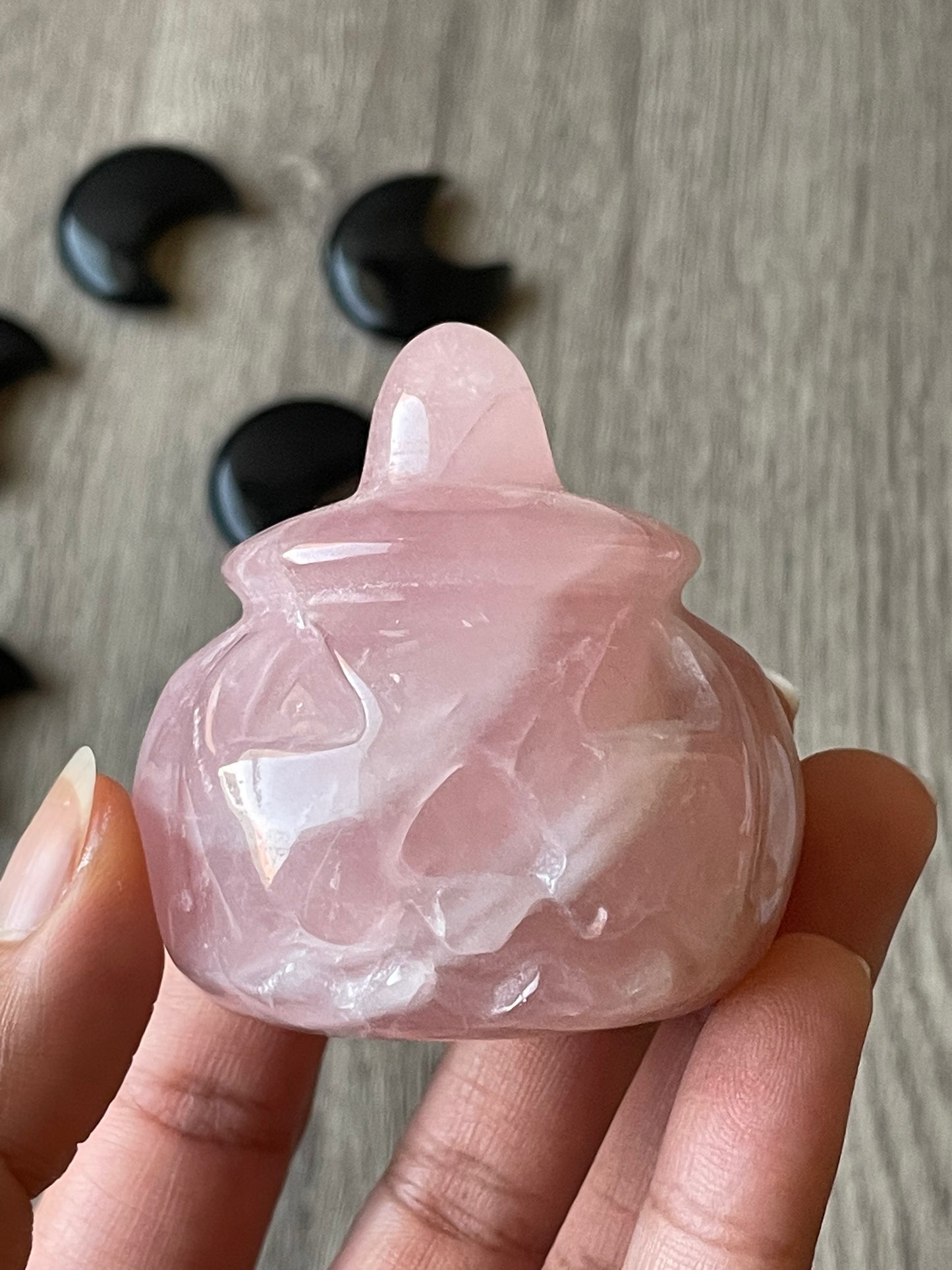 Rose Quartz Halloween Pumpkin Head