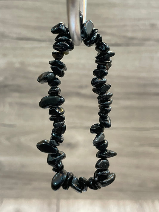 Black Obsidian Chip Bracelet | اوبسيديان الاسود - السبج