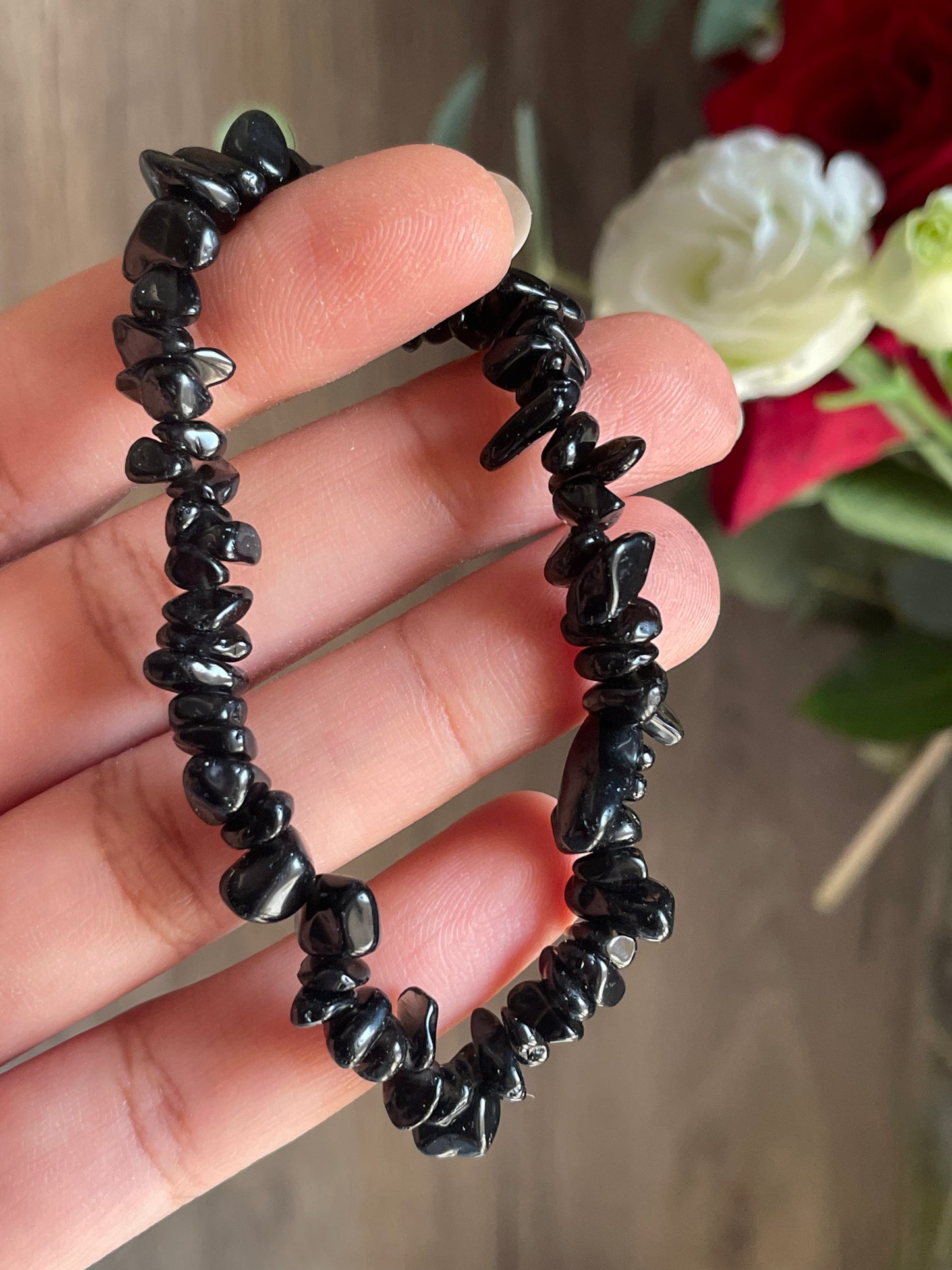 Black Obsidian Chip Bracelet | اوبسيديان الاسود - السبج