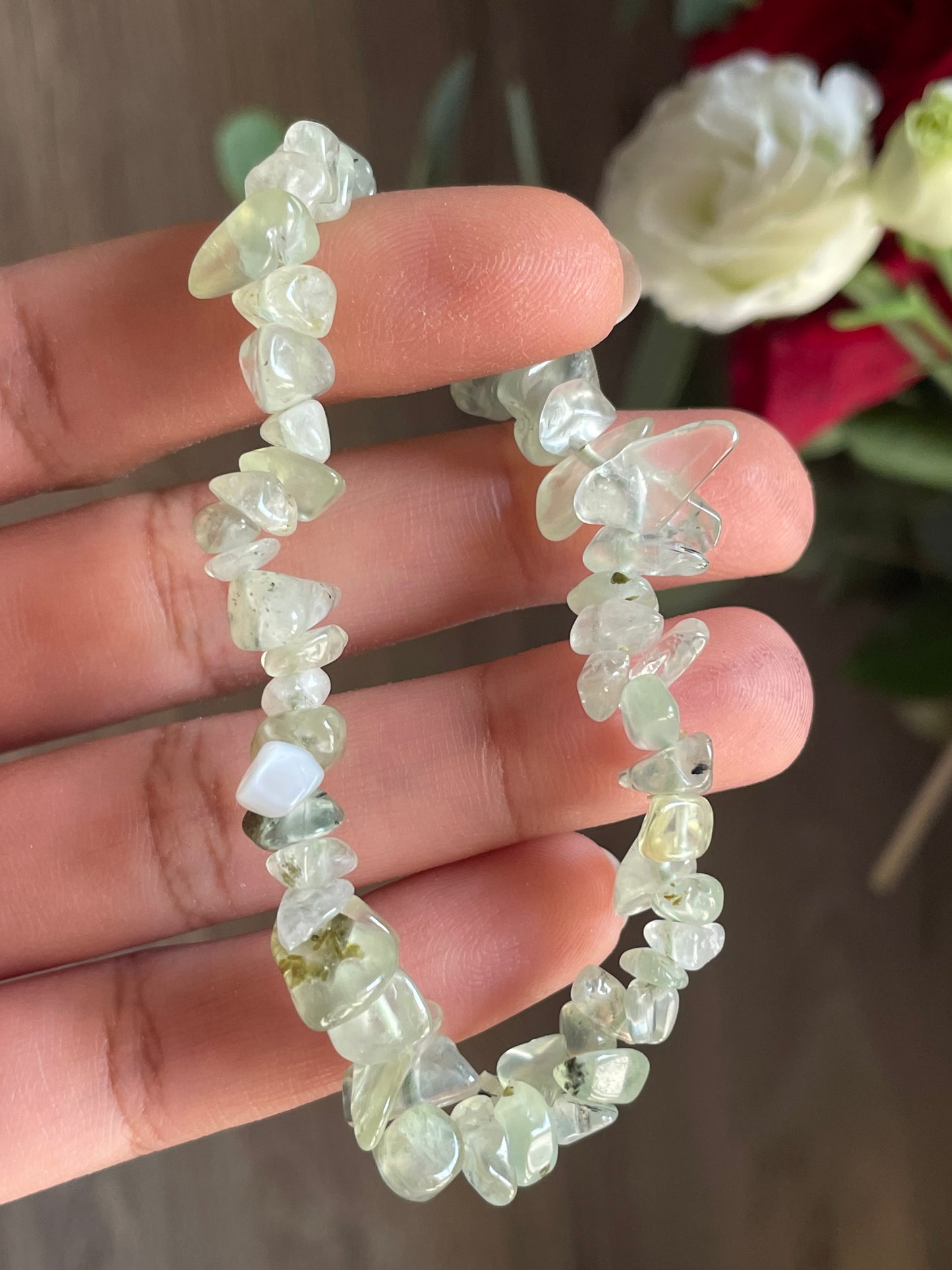 Prehnite Chip Bracelet | بريهنايت