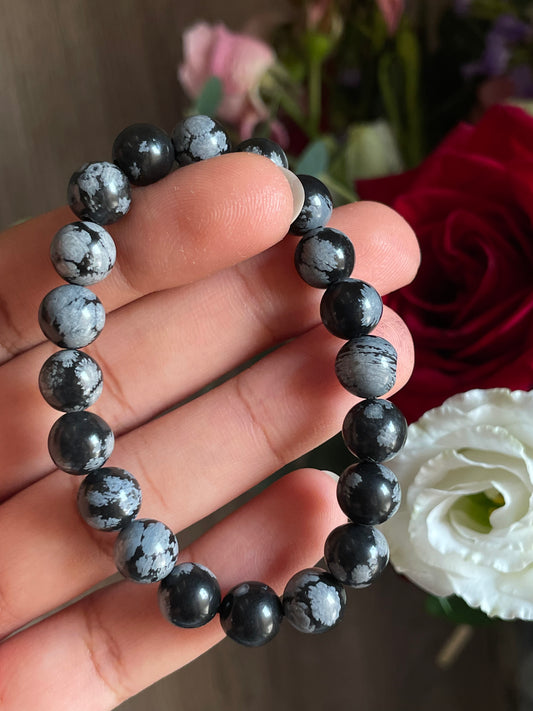Snowflake Obsidian Bracelet | 8mm | سنوفليك اوبسيديان - السبج
