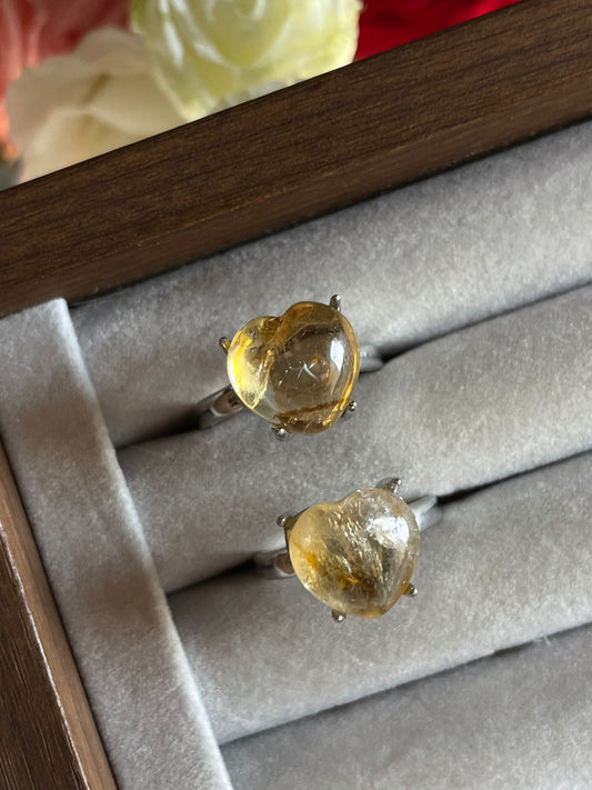 Citrine Heart Ring | Adjustable | سيترين