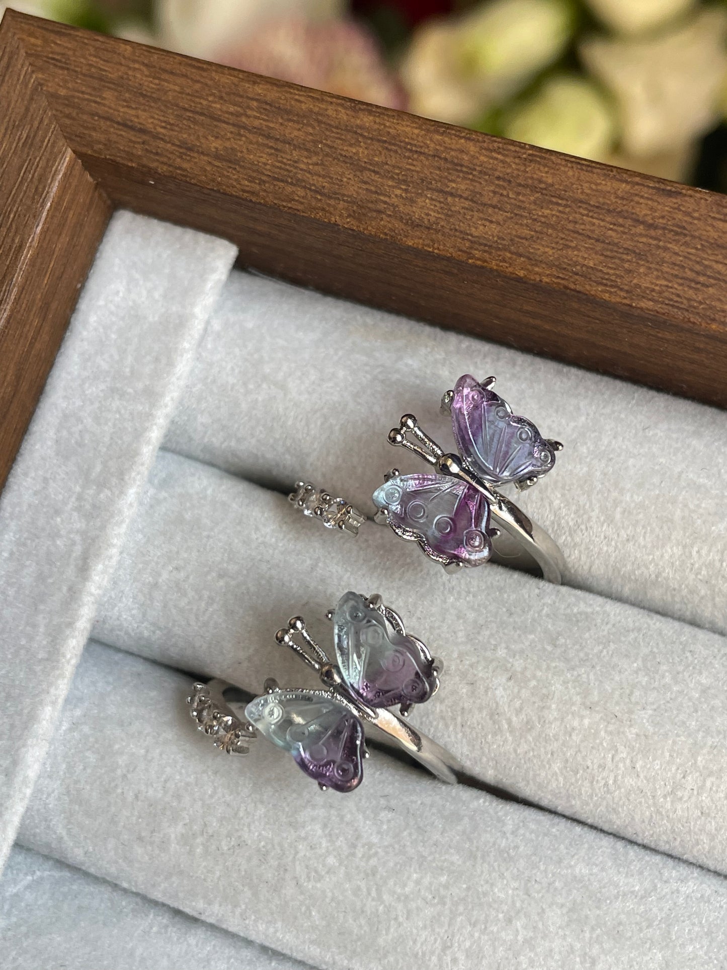 Rainbow Fluorite Butterfly Ring | فلوريت