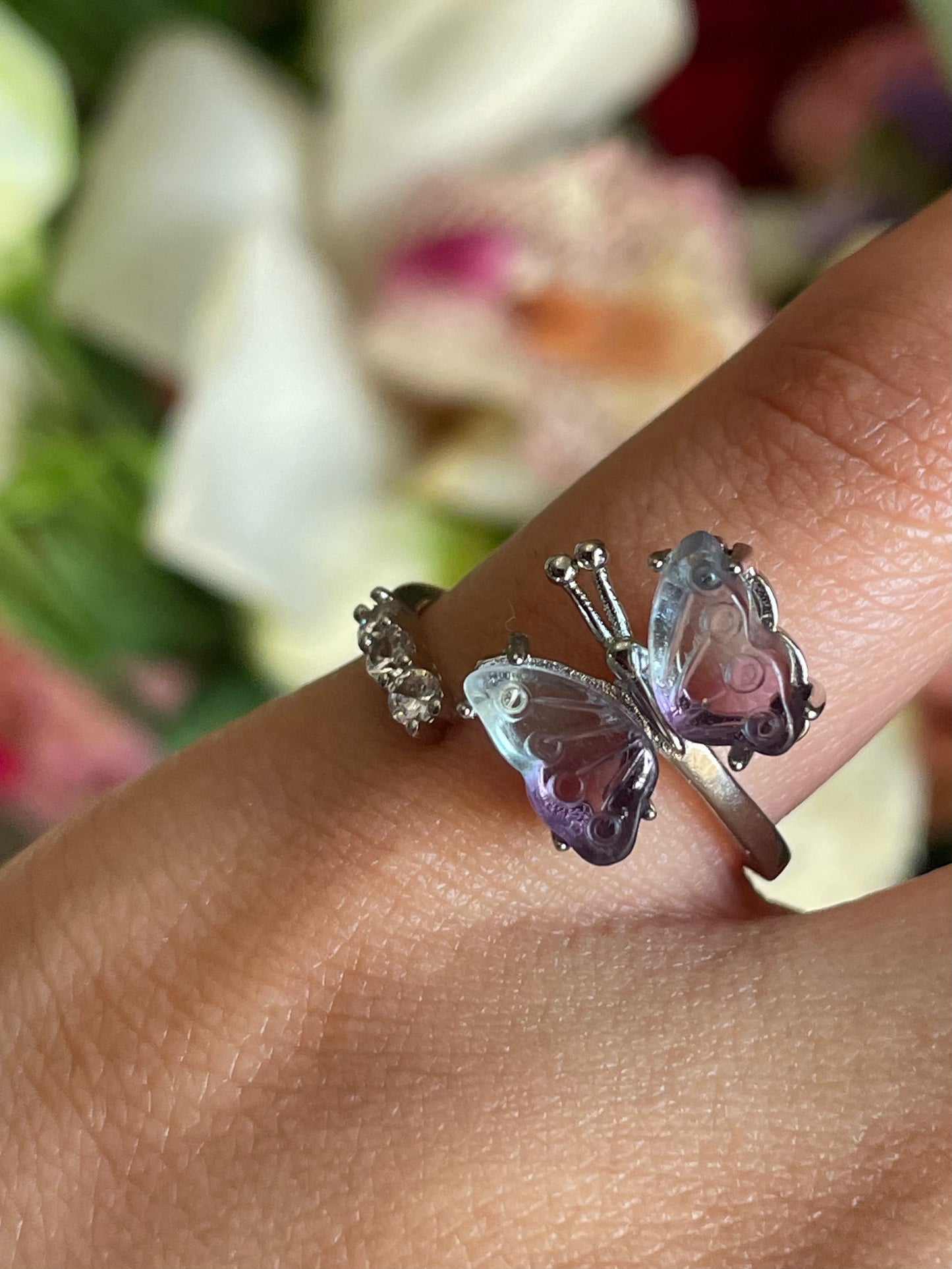 Rainbow Fluorite Butterfly Ring | فلوريت