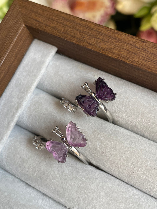 Purple Fluorite Butterfly Ring |  فلوريت البنفسجي