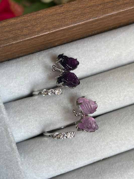 Purple Fluorite Butterfly Ring |  فلوريت البنفسجي