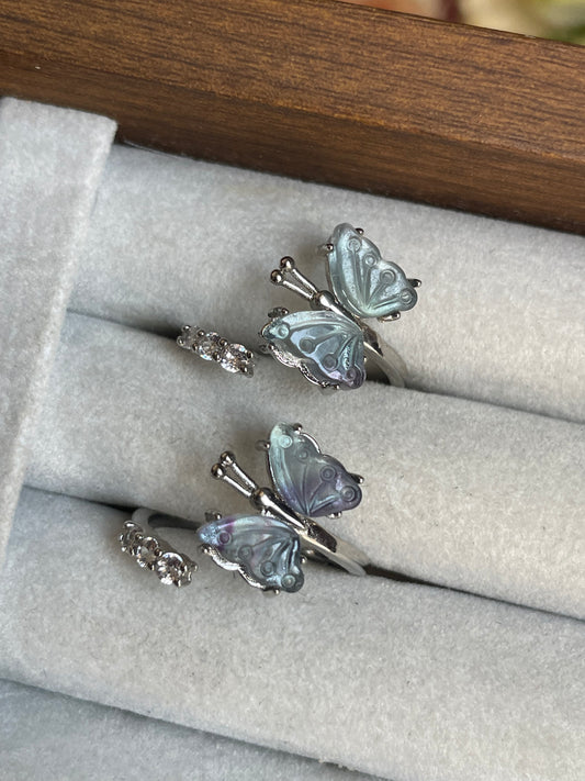 Blue Fluorite Butterfly Ring |  فلوريت الازرق