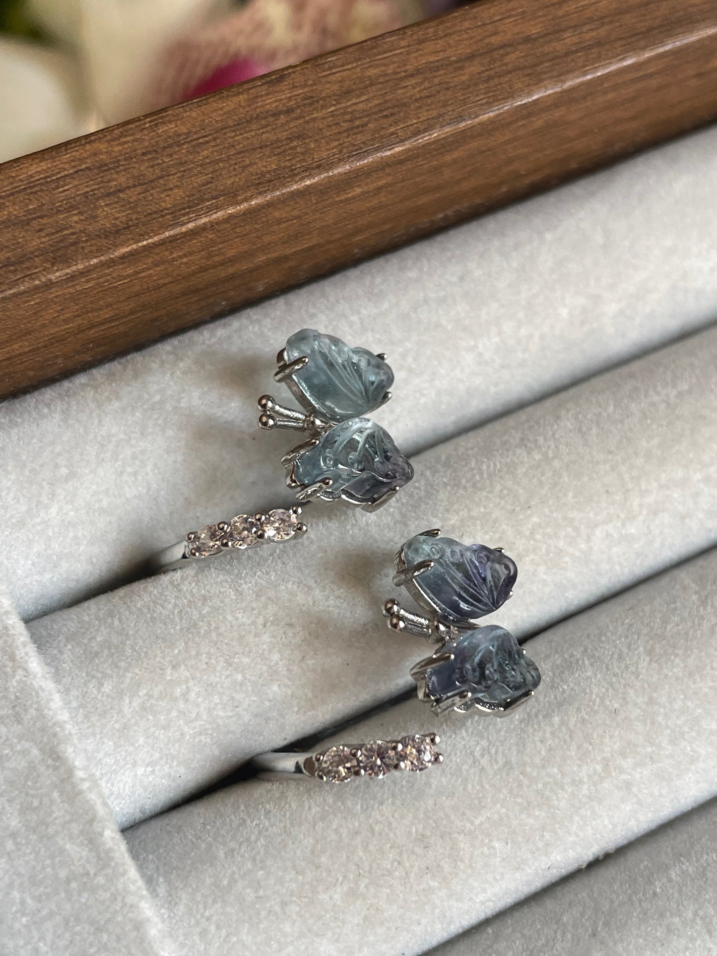 Blue Fluorite Butterfly Ring |  فلوريت الازرق