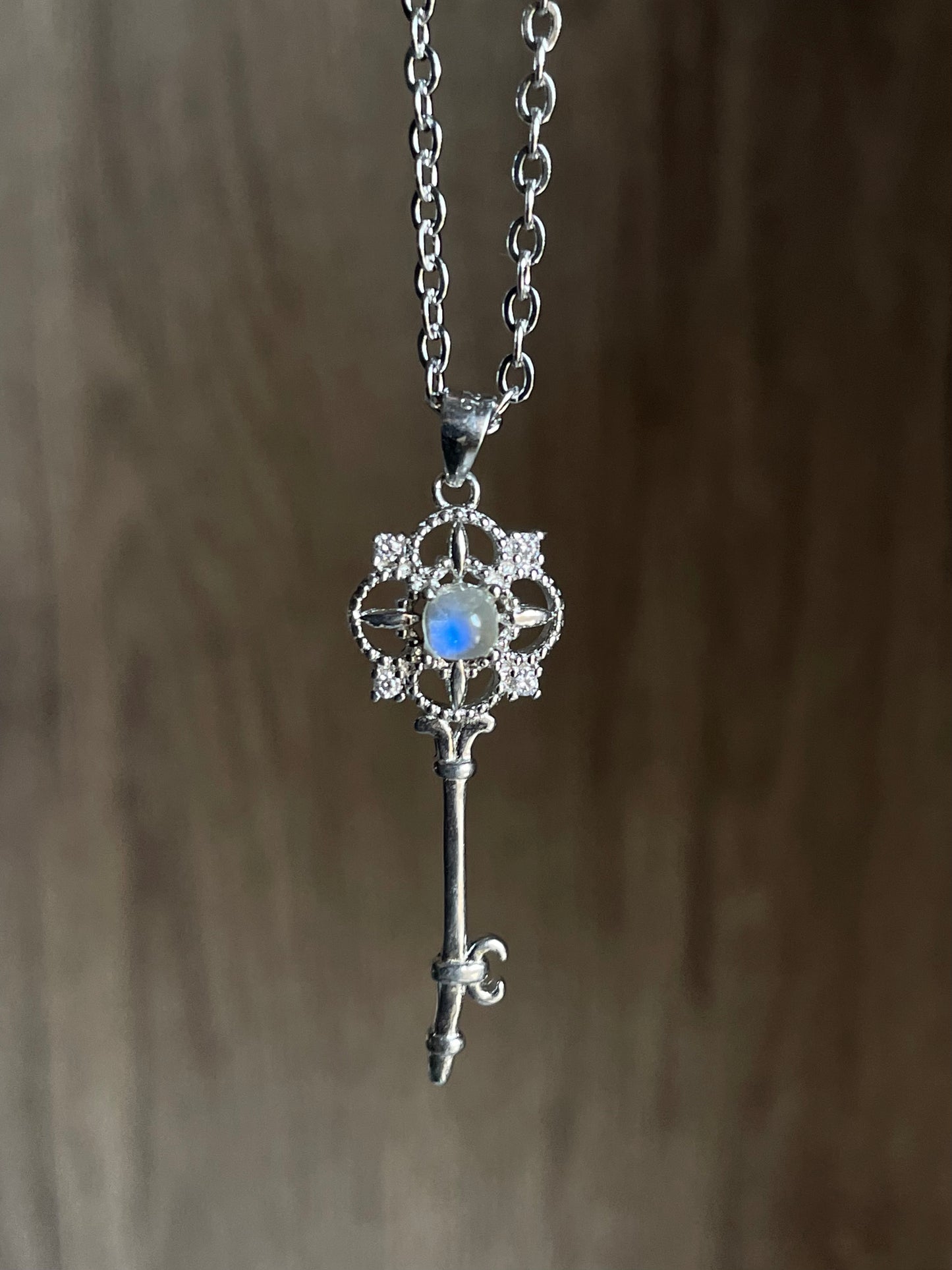Moonstone Key Necklace | حجر القمر